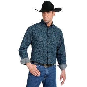 Wrangler George Strait  Men's Blue Paisley Long Sleeve Western Shirt XL‎